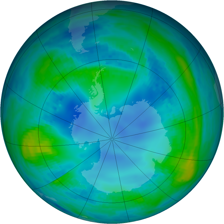Antarctic ozone map for 07 May 1988